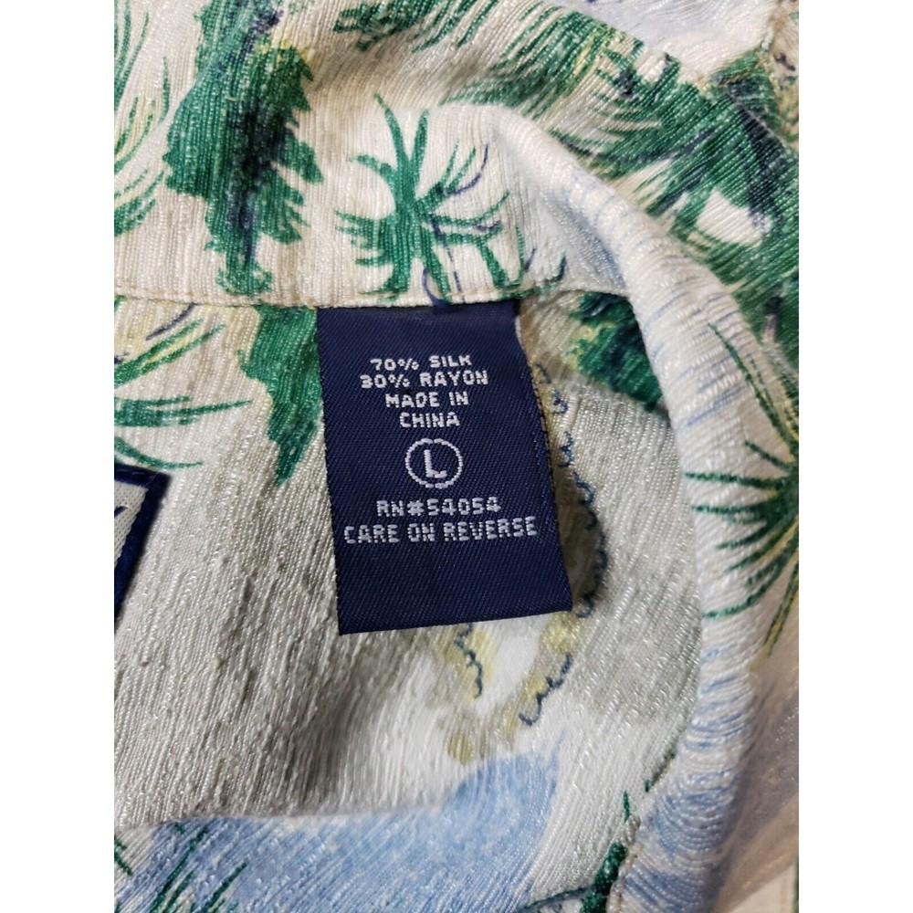 Vintage 90's Bugle Boy Hawaiian Floral Short Sleeve Shirt Men's  L Silk Blend - Picture 6 of 7